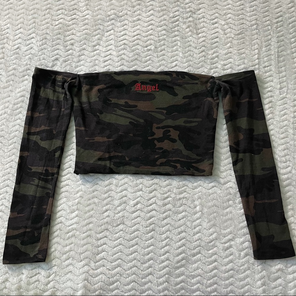 SOLD! Forever 21 Camo Angel Crop Top